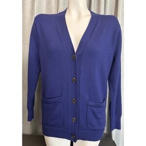 Madewell merino wool V-Neck blue button Boyfriend cardigan Size Small